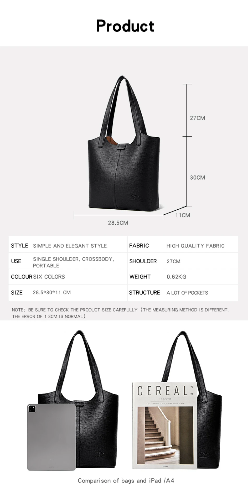 Genuine Brand Soft Leather Shoulder Bag For Women Casual Tote Bag Female Solid Color Purse Simple Design Handbag Commuting Sac