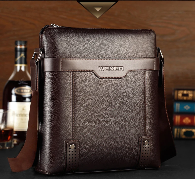 WEIXIER Brand Men's Shoulder Bag Fashion Vintage PU Leather Casual Large Capacity Backpack Messenger Male Crossbody Bag Business