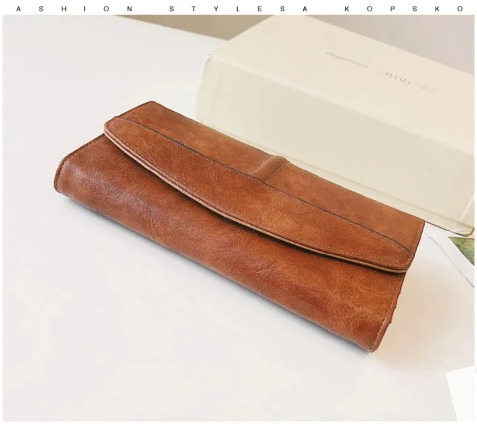 Vintage Trifold Wallet Women Long PU Leather Wallet Female Clutch Purse Hasp Female Phone Bag Girl Card Bags Ladies High Quality