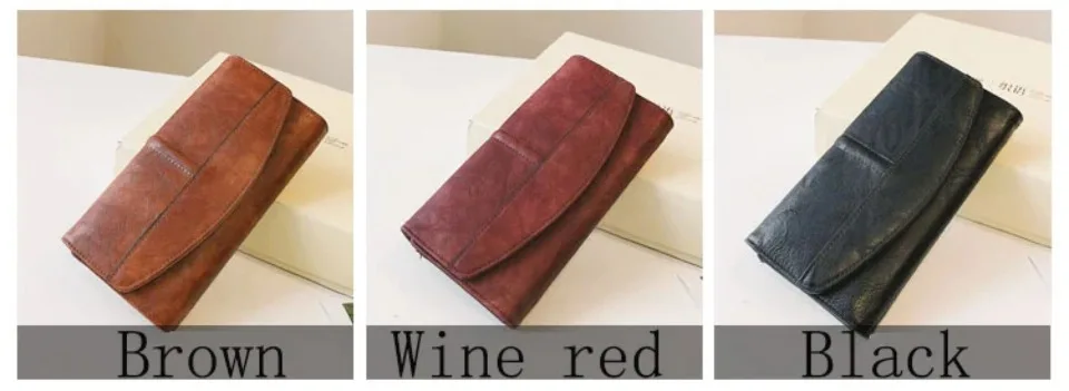 Vintage Trifold Wallet Women Long PU Leather Wallet Female Clutch Purse Hasp Female Phone Bag Girl Card Bags Ladies High Quality