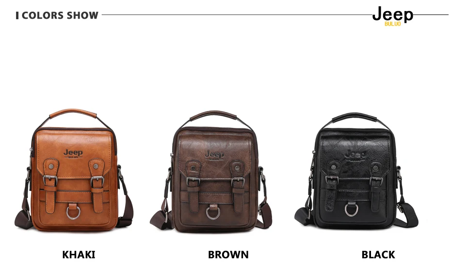 JEEP Brand men bags High quality Leather brown black Business Leisure Shoulder Messnger bags for 7.9 inches iPad male handbags