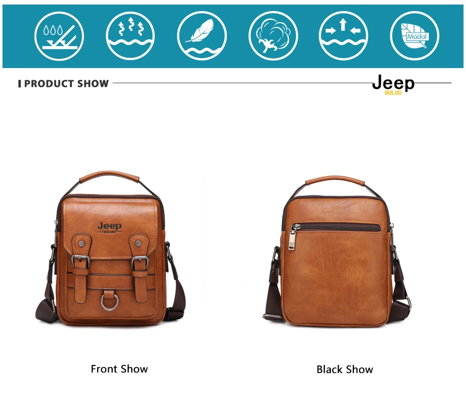 JEEP Brand men bags High quality Leather brown black Business Leisure Shoulder Messnger bags for 7.9 inches iPad male handbags