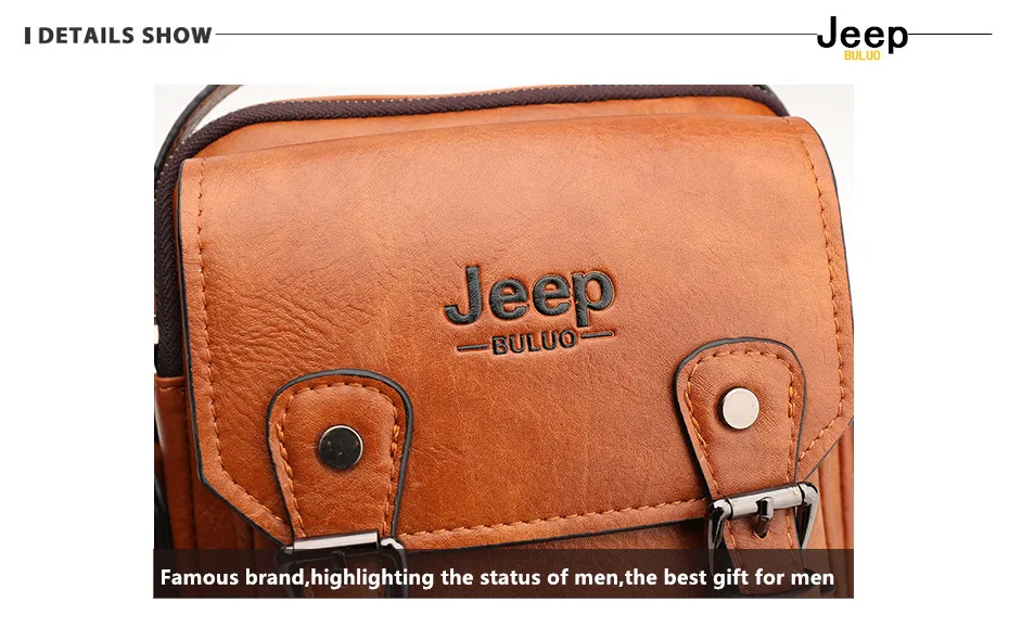 JEEP Brand men bags High quality Leather brown black Business Leisure Shoulder Messnger bags for 7.9 inches iPad male handbags