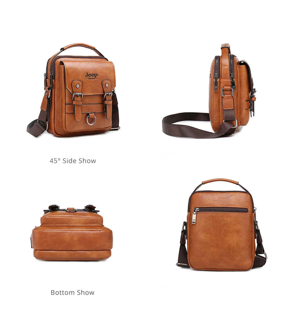 JEEP Brand men bags High quality Leather brown black Business Leisure Shoulder Messnger bags for 7.9 inches iPad male handbags