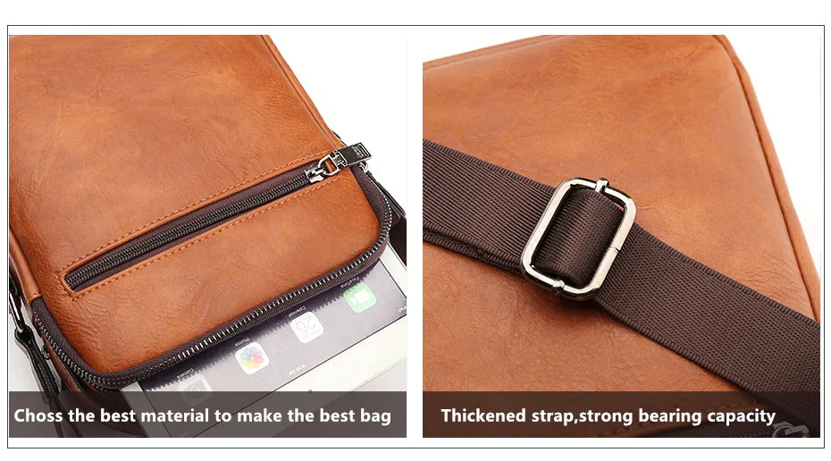 JEEP Brand men bags High quality Leather brown black Business Leisure Shoulder Messnger bags for 7.9 inches iPad male handbags