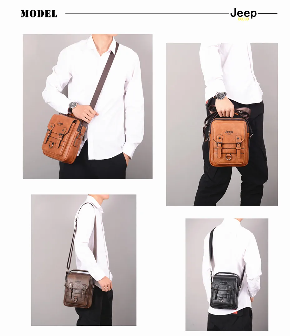JEEP Brand men bags High quality Leather brown black Business Leisure Shoulder Messnger bags for 7.9 inches iPad male handbags