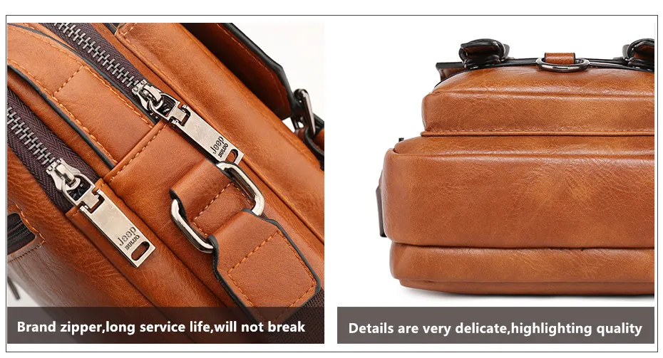 JEEP Brand men bags High quality Leather brown black Business Leisure Shoulder Messnger bags for 7.9 inches iPad male handbags