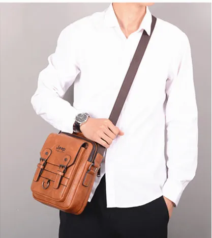 JEEP Brand men bags High quality Leather brown black Business Leisure Shoulder Messnger bags for 7.9 inches iPad male handbags