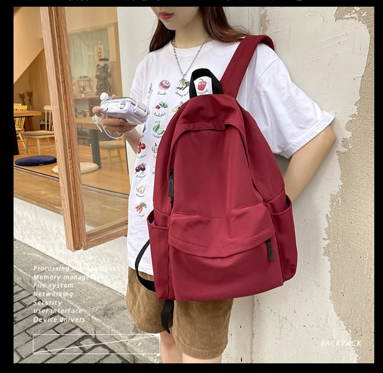 Black Grey White Red Versatile Backpack High Quality Large Capacity Waterproof Travel Bag Washable Nylon Computer Bag Unisex