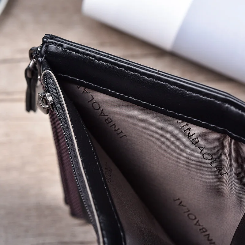 Men Wallets Short PU Leather Double Zipper Hasp Men Purses Card Holder Coin Pocket Vintage High Quality Brand Men Wallets