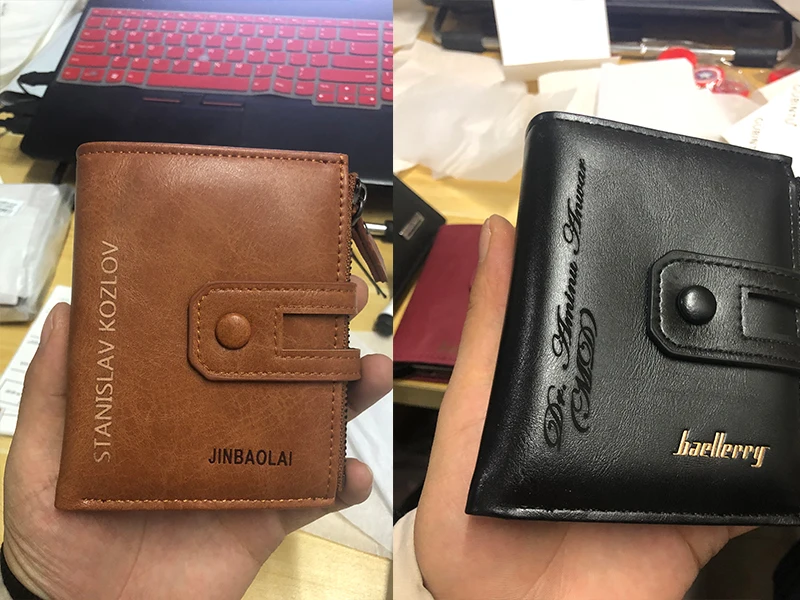 Men Wallets Short PU Leather Double Zipper Hasp Men Purses Card Holder Coin Pocket Vintage High Quality Brand Men Wallets