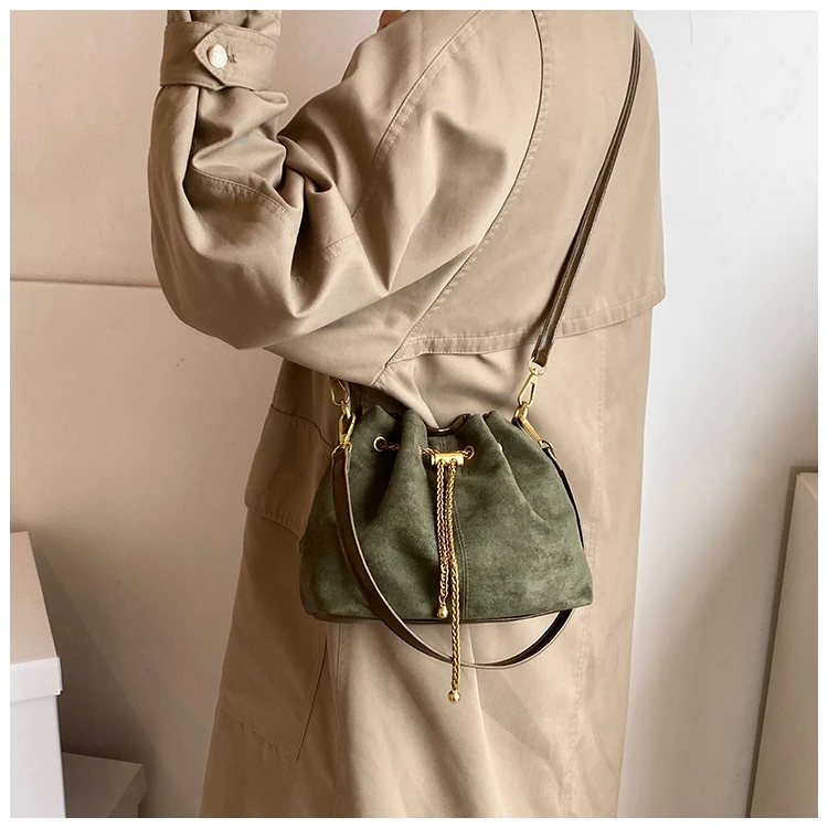 2026 Soft Commuting Crossbody Bags Faux Suede Sewing Hot Sale Bags for WomenThread Solid Color String Women's Handbags