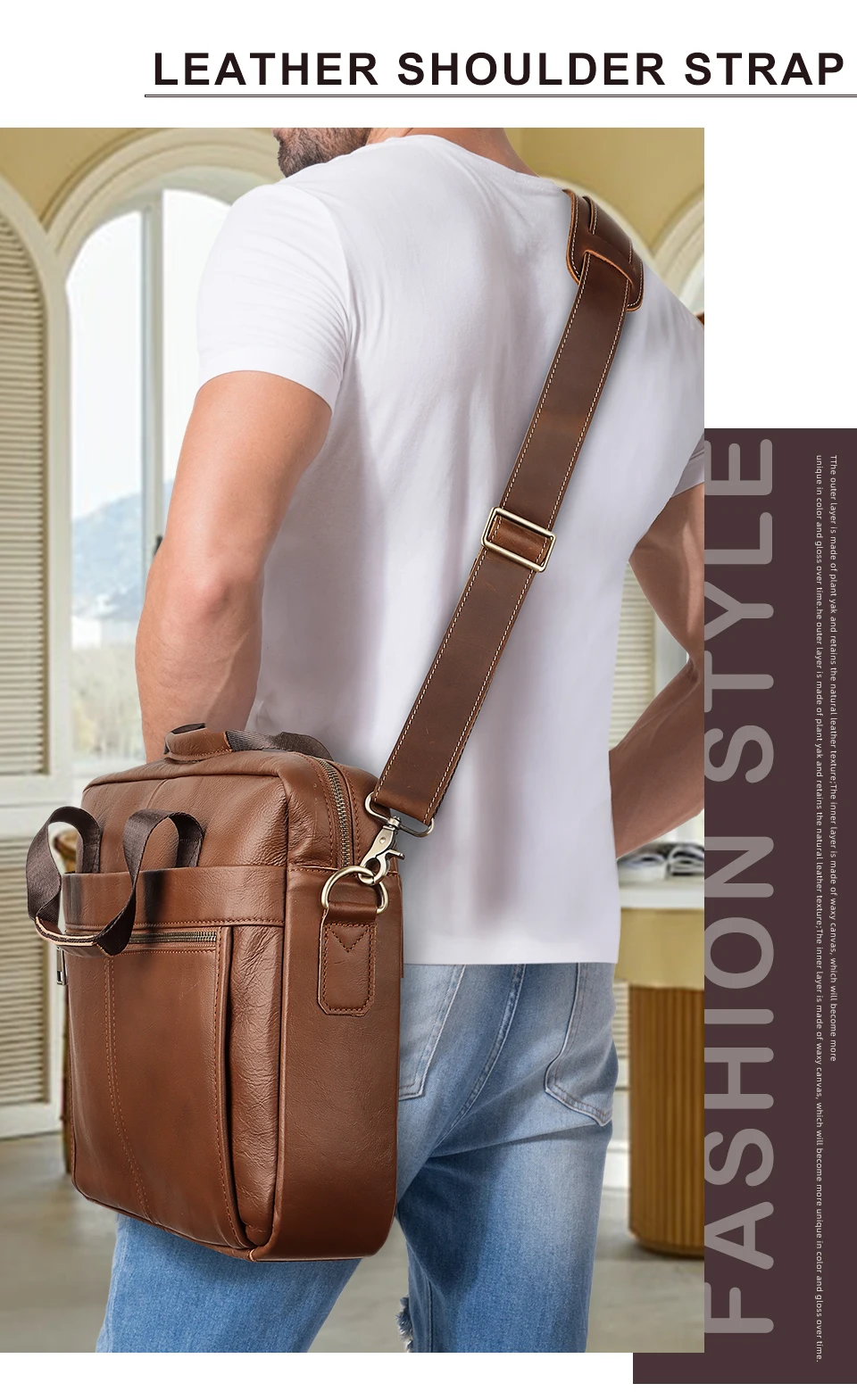 127cm Long Adjustable Genuine Leather Bag Strap for Crossbody Solid Color Messenger Shoulder Bag Strap Replacement Accessorie