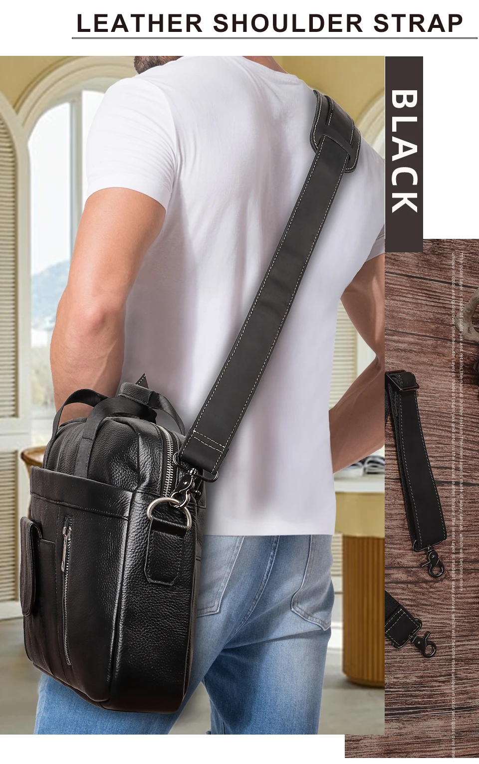 127cm Long Adjustable Genuine Leather Bag Strap for Crossbody Solid Color Messenger Shoulder Bag Strap Replacement Accessorie