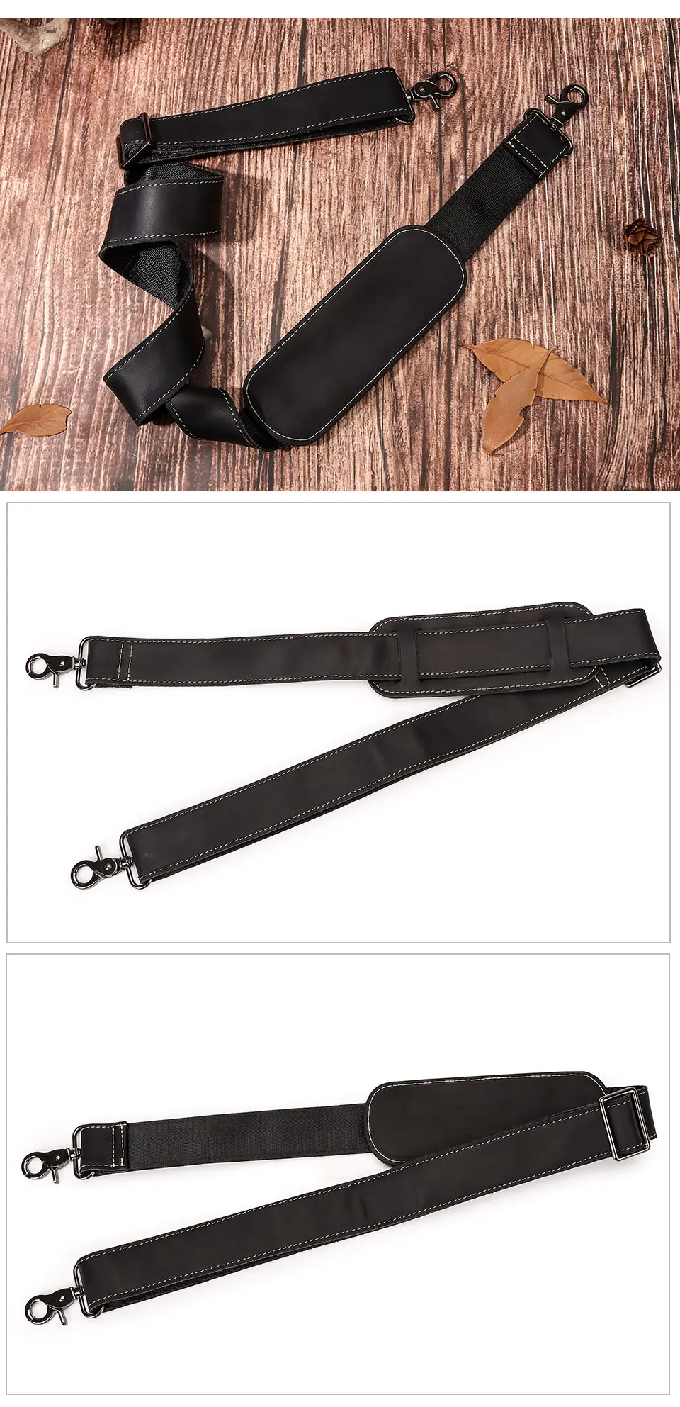 127cm Long Adjustable Genuine Leather Bag Strap for Crossbody Solid Color Messenger Shoulder Bag Strap Replacement Accessorie