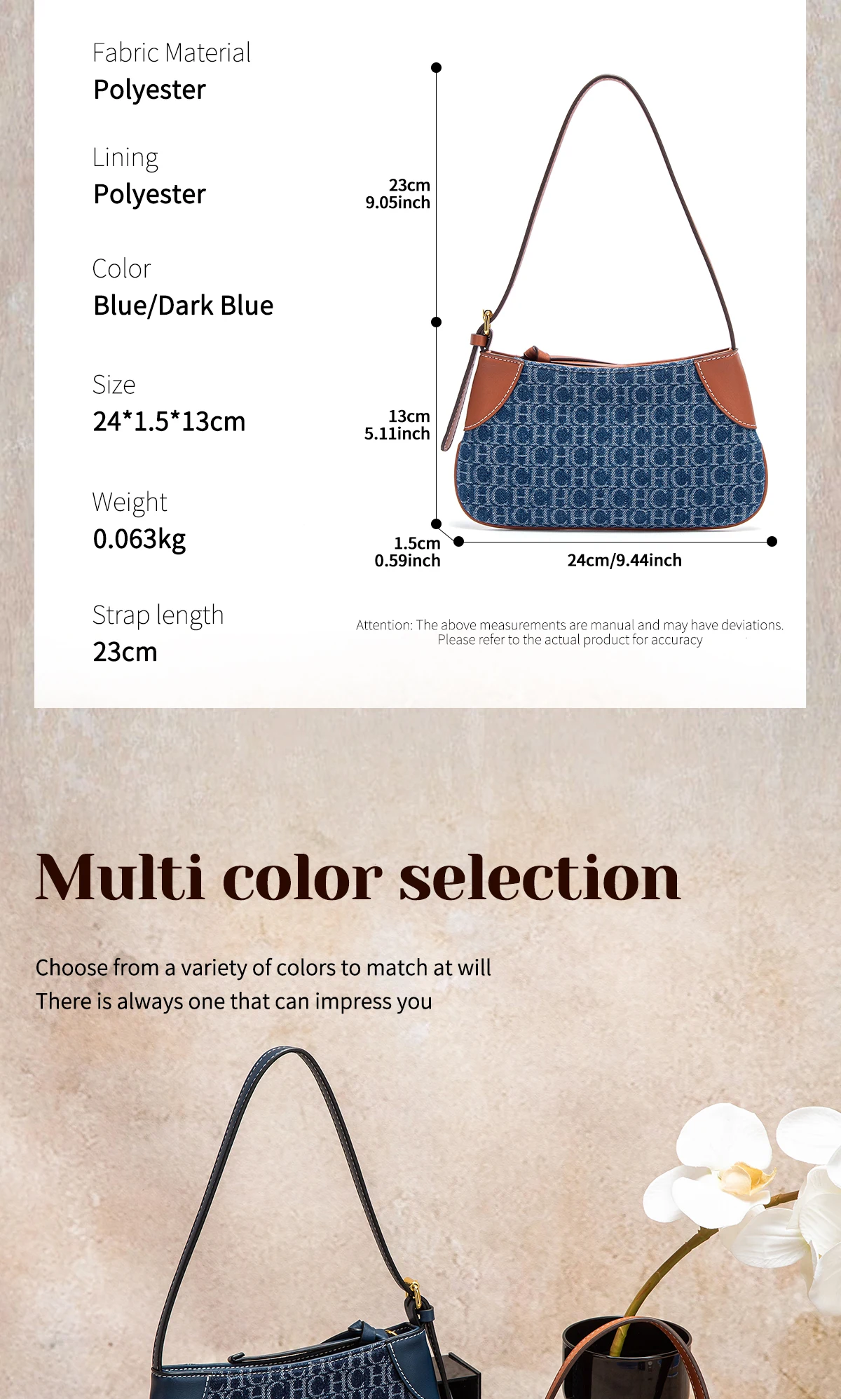 CHCH Women's Handbag 2025 Summer Cowboy Splicing Design Phone Bag Simple Commuter Underarm Bag Wallet