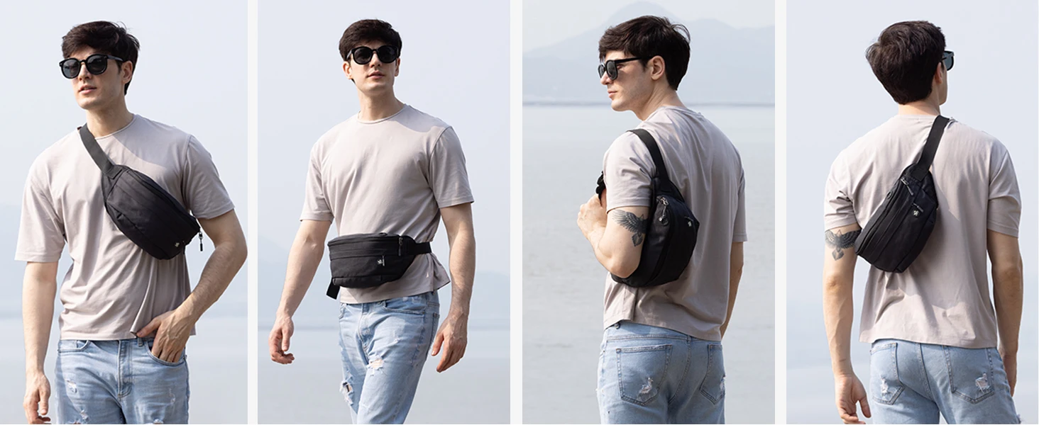 WATERFLY Fanny Pack Waist Bag For Men Women Water Resistant Large Hiking Belt Bags Shoulder Crossbody For Running Walking