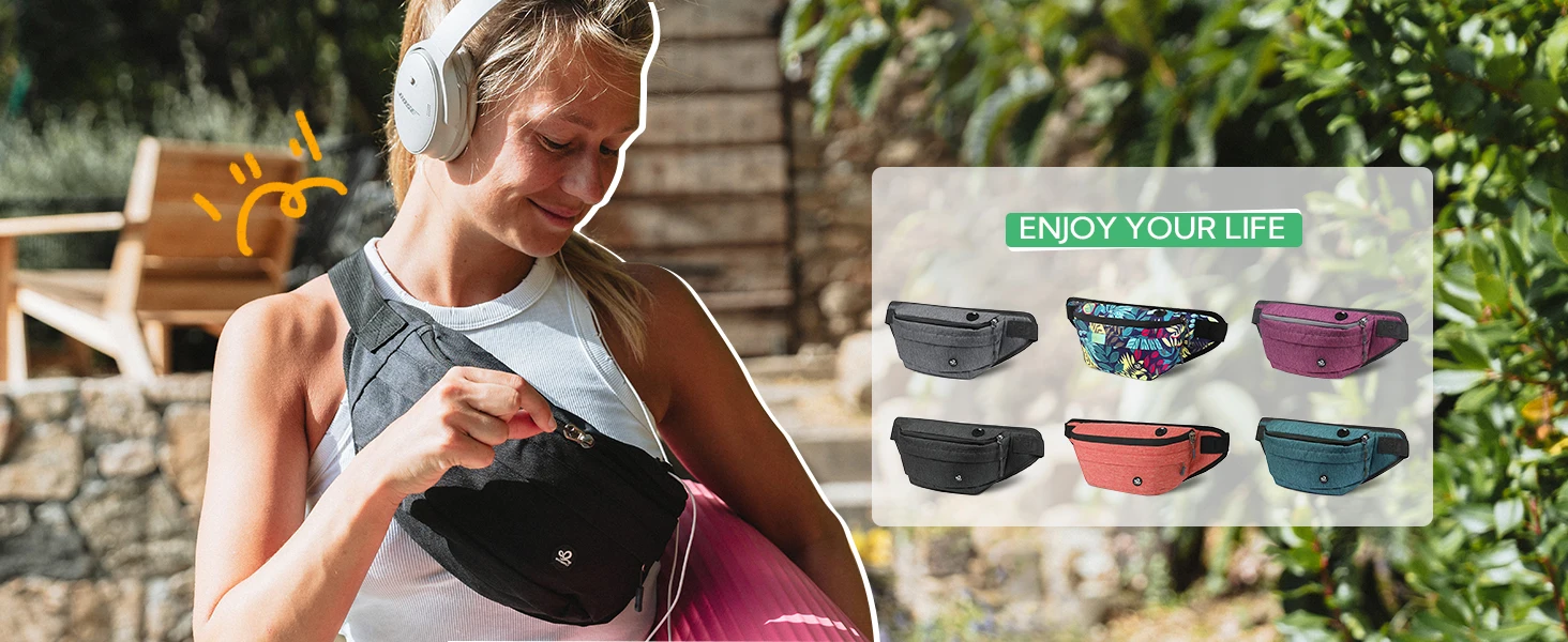 WATERFLY Fanny Pack Waist Bag For Men Women Water Resistant Large Hiking Belt Bags Shoulder Crossbody For Running Walking
