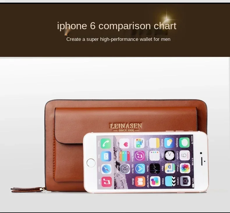 Luxury Men's Wallet with Double Zipper & Money Clip Large Capacity RFID Blocking Clutch Bag for Phone/Cards/Coins Purse for Men