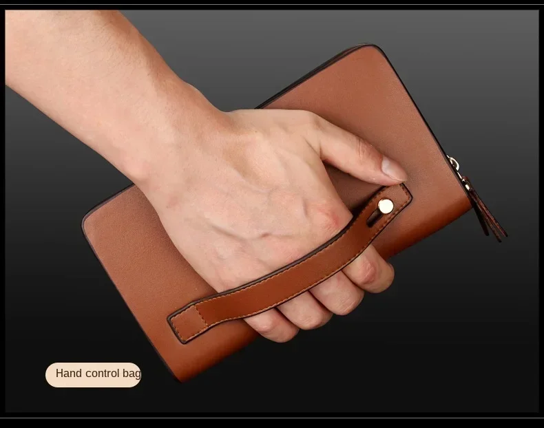 Luxury Men's Wallet with Double Zipper & Money Clip Large Capacity RFID Blocking Clutch Bag for Phone/Cards/Coins Purse for Men