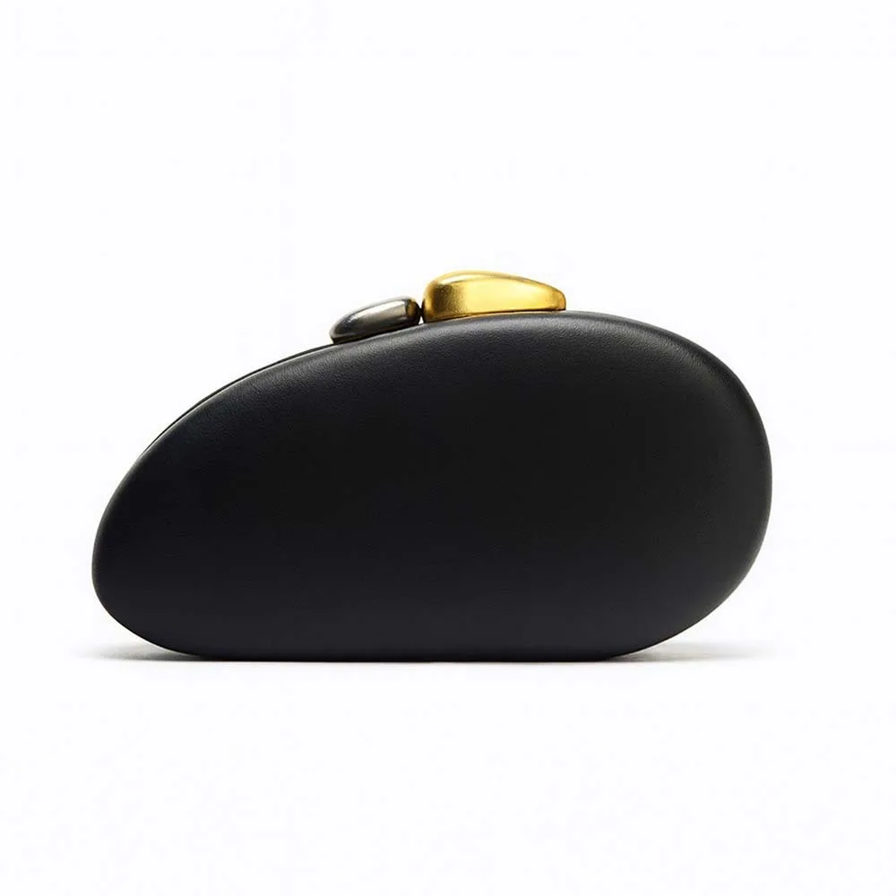 Designer Shell Shape Clutch Bag with Metallic Closure Chain Dinner Purse Women Evening Party Leather Shoulder Crossbody Handbags