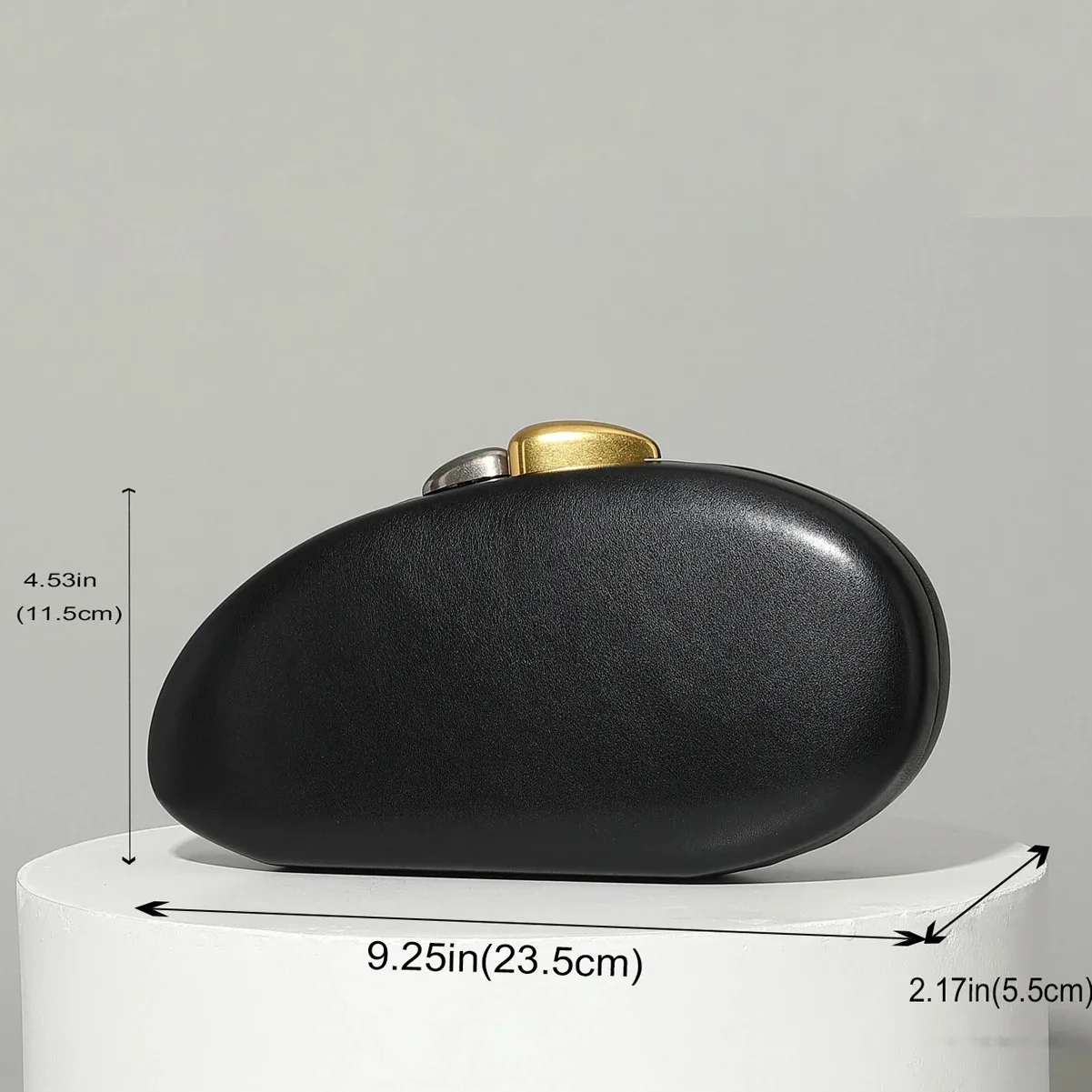 Designer Shell Shape Clutch Bag with Metallic Closure Chain Dinner Purse Women Evening Party Leather Shoulder Crossbody Handbags