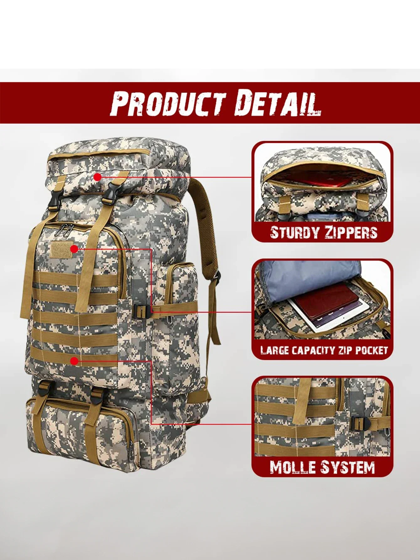 80L/100L Mountaineering Bag Climb Bag Tactical Backpacks Large Backpack Outdoors Hiking Camping Travel Bags