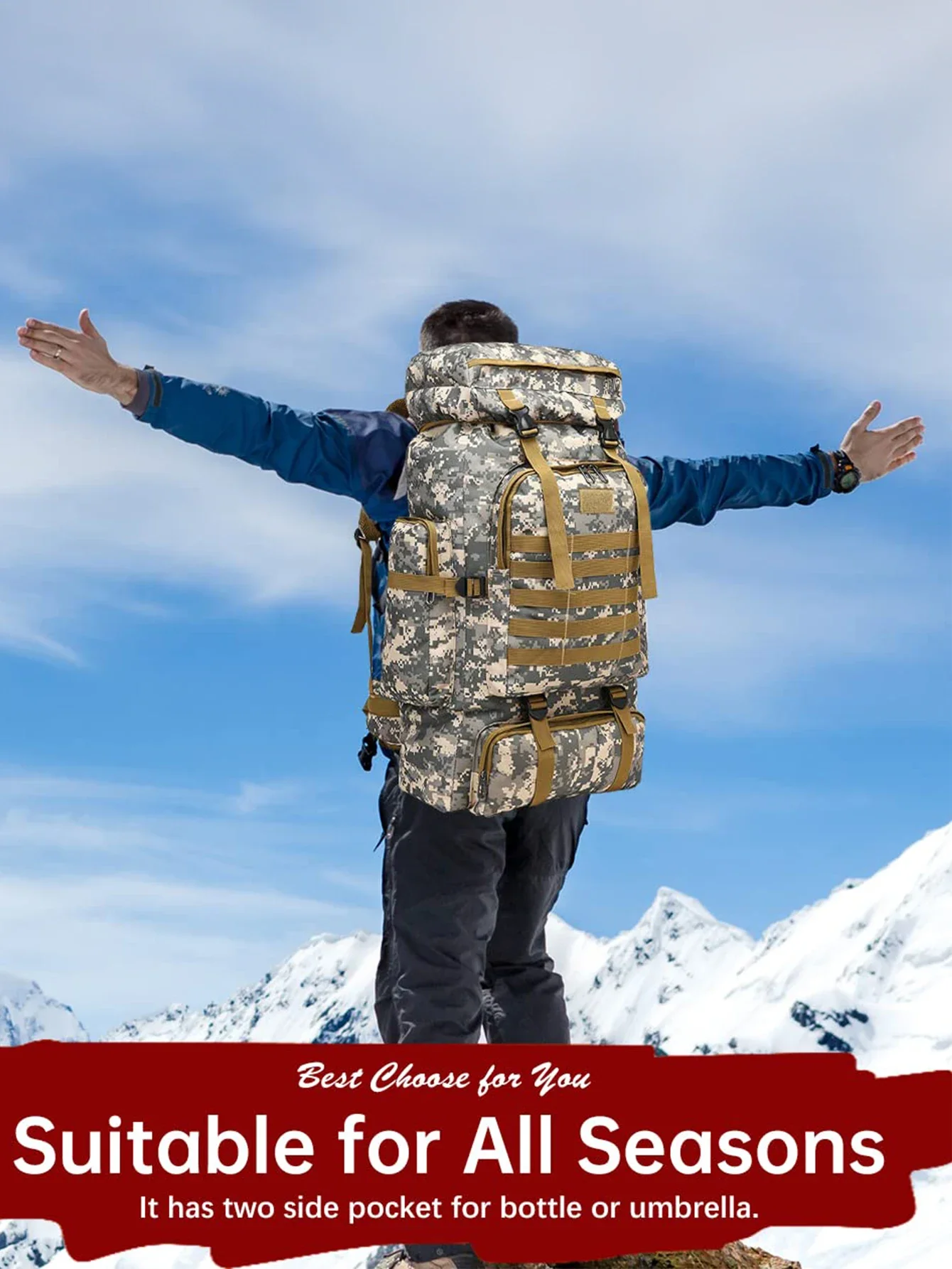80L/100L Mountaineering Bag Climb Bag Tactical Backpacks Large Backpack Outdoors Hiking Camping Travel Bags