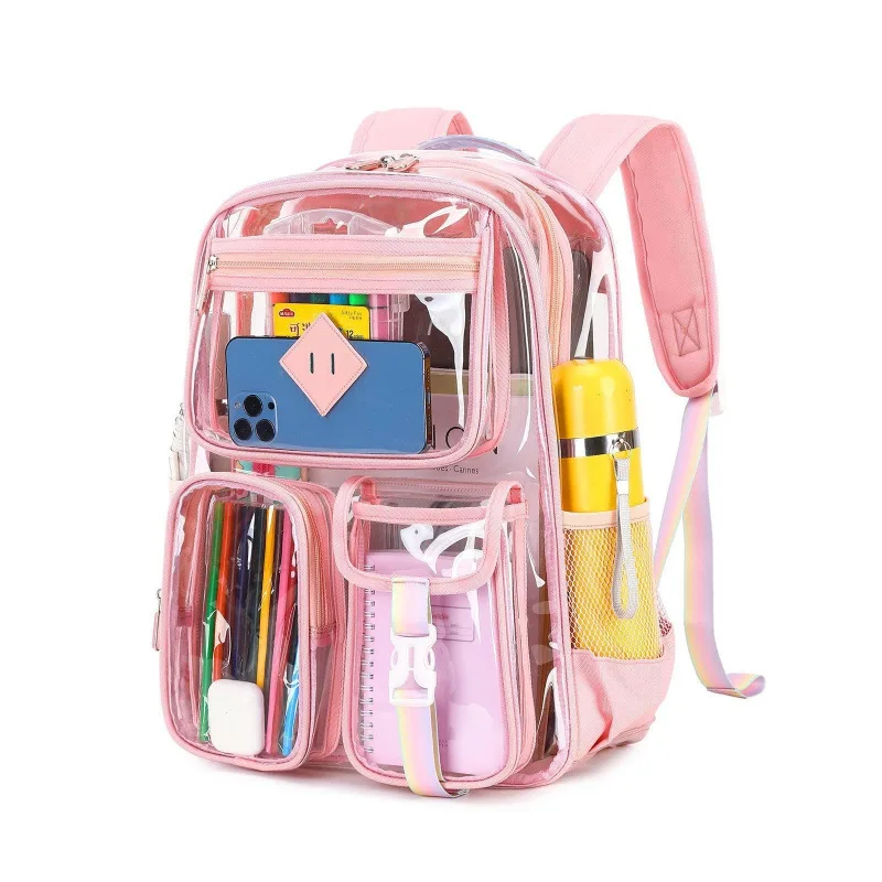 New transparent backpackPVCbackpack for outdoor fitness Waterproof Large capacity small middle and high school grade backpack