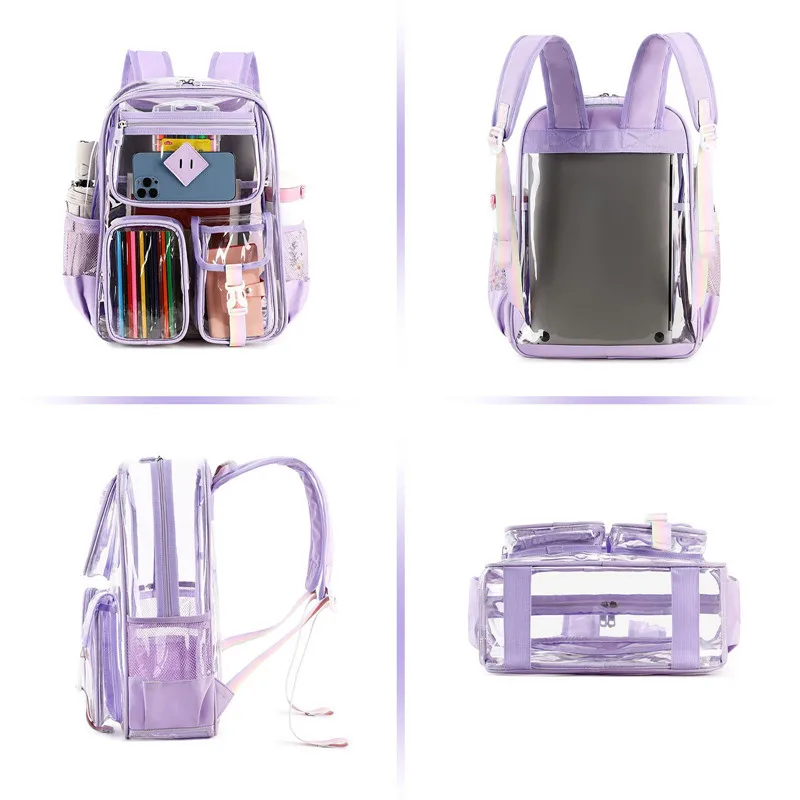 New transparent backpackPVCbackpack for outdoor fitness Waterproof Large capacity small middle and high school grade backpack
