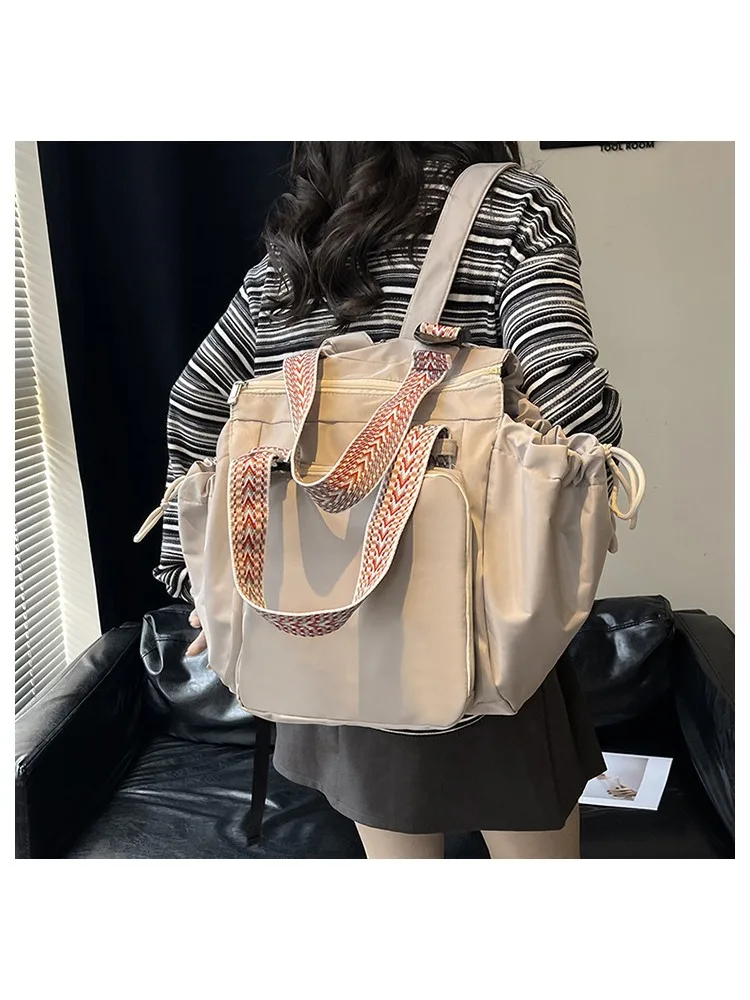 Nylon Shoulder Bag Solid Color Bag Body Fashionable Versatile Portable Mommy Bag Large Capacity Travel Tote Bag