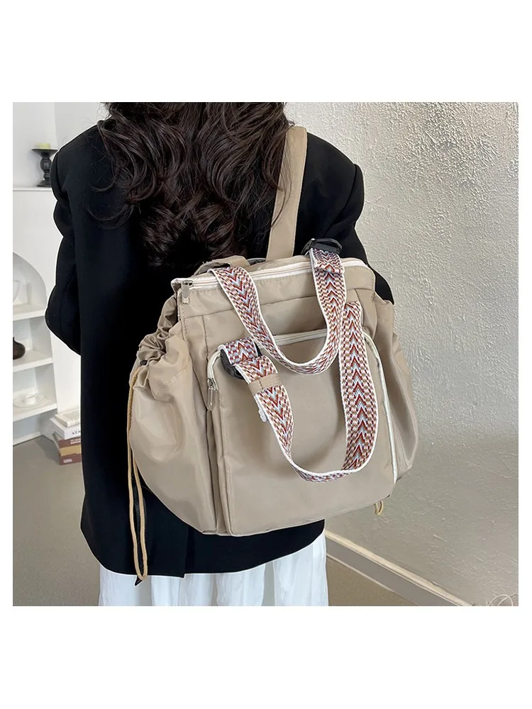 Nylon Shoulder Bag Solid Color Bag Body Fashionable Versatile Portable Mommy Bag Large Capacity Travel Tote Bag