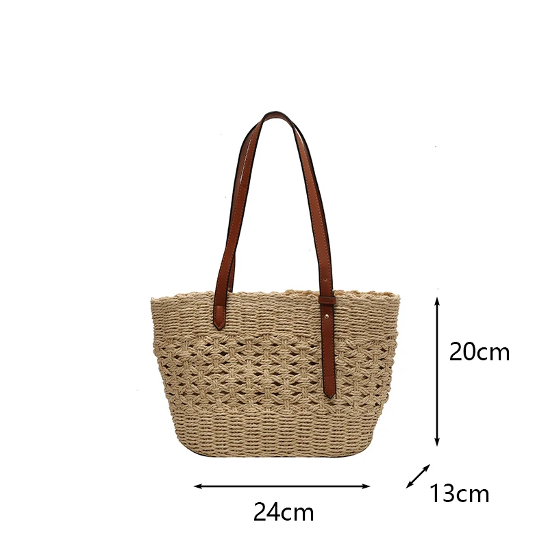 Designer Casual Rattan Wicker Tote Bag Large Capacity Woven Women's Summer Beach Straw Handbag Lady Travel Big Basket