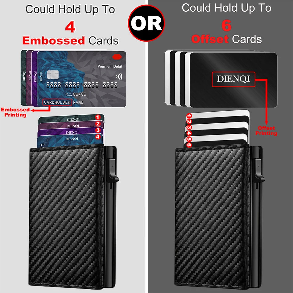 Rfid Wallet Credit Card Holder Luxury Business ID Holder Card Slim Pop Up Metal Minimalist Wallet Smart Money Bags with Zipper