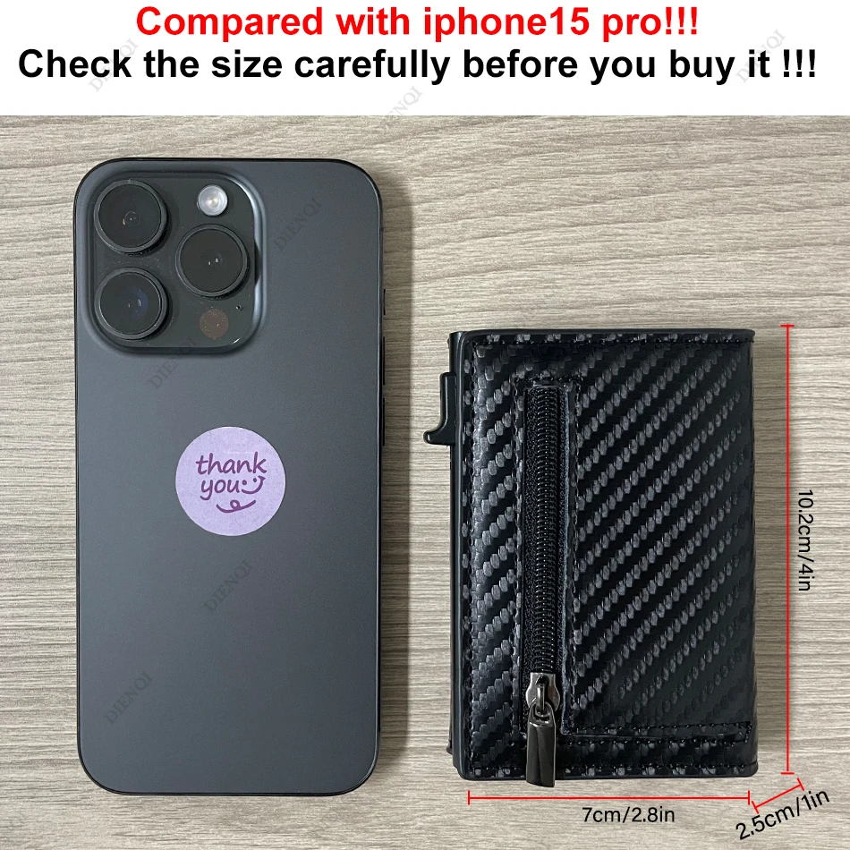 Rfid Wallet Credit Card Holder Luxury Business ID Holder Card Slim Pop Up Metal Minimalist Wallet Smart Money Bags with Zipper