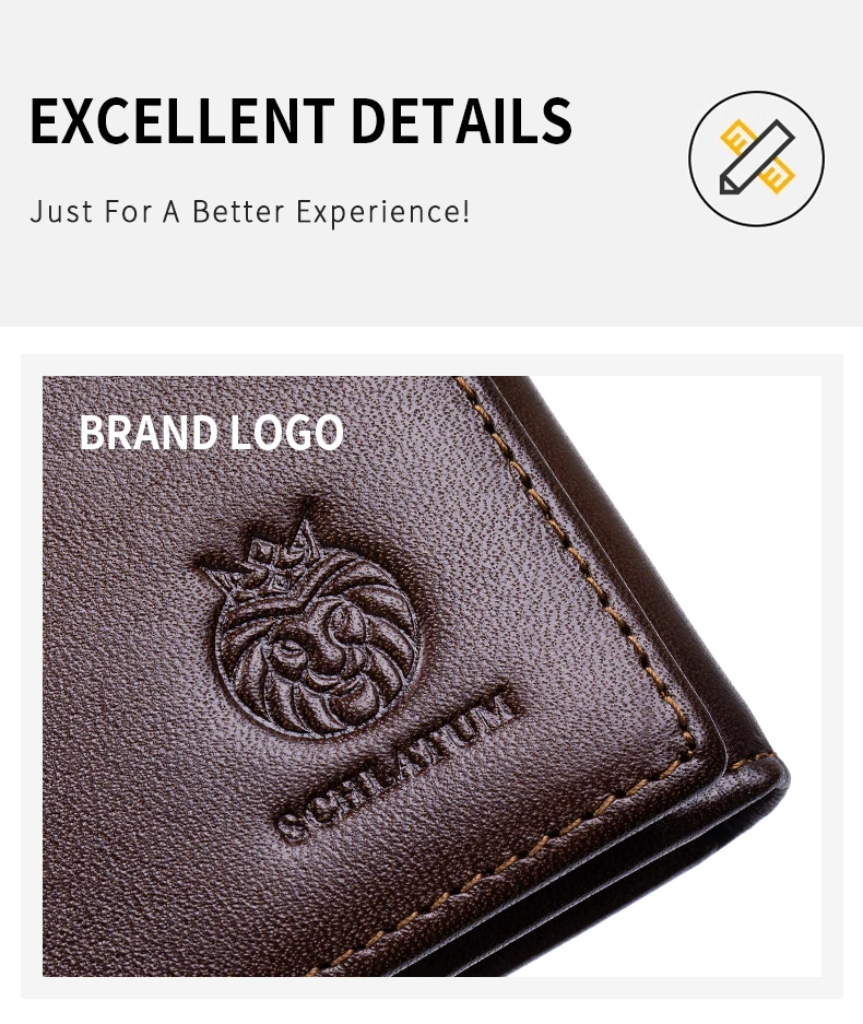 RFID Blocking Genuine Leather Wallet for Men Vintage Thin Trifold Credit Card Holder With ID Window Bill Compartment