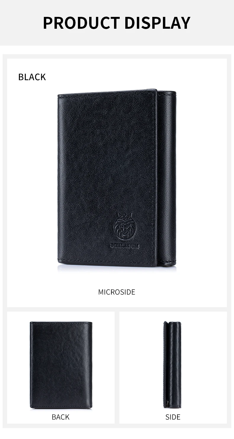 RFID Blocking Genuine Leather Wallet for Men Vintage Thin Trifold Credit Card Holder With ID Window Bill Compartment
