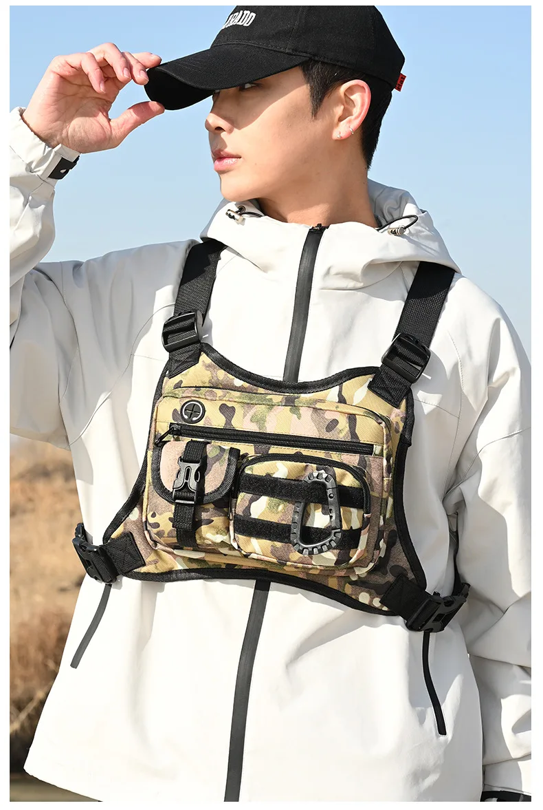 Outdoor Tactical Chest Bag for Men Utility EDC Travel Chest Pack for Running Hiking Chest Vest Holster