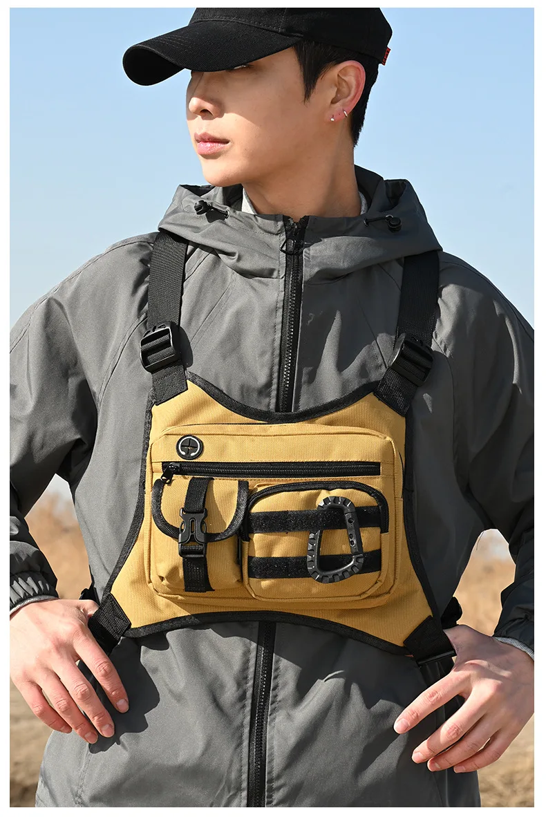 Outdoor Tactical Chest Bag for Men Utility EDC Travel Chest Pack for Running Hiking Chest Vest Holster
