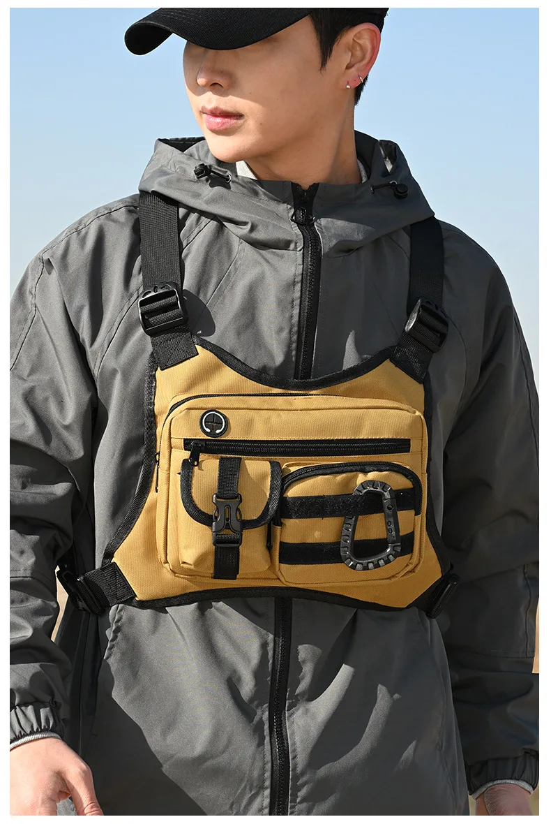 Outdoor Tactical Chest Bag for Men Utility EDC Travel Chest Pack for Running Hiking Chest Vest Holster