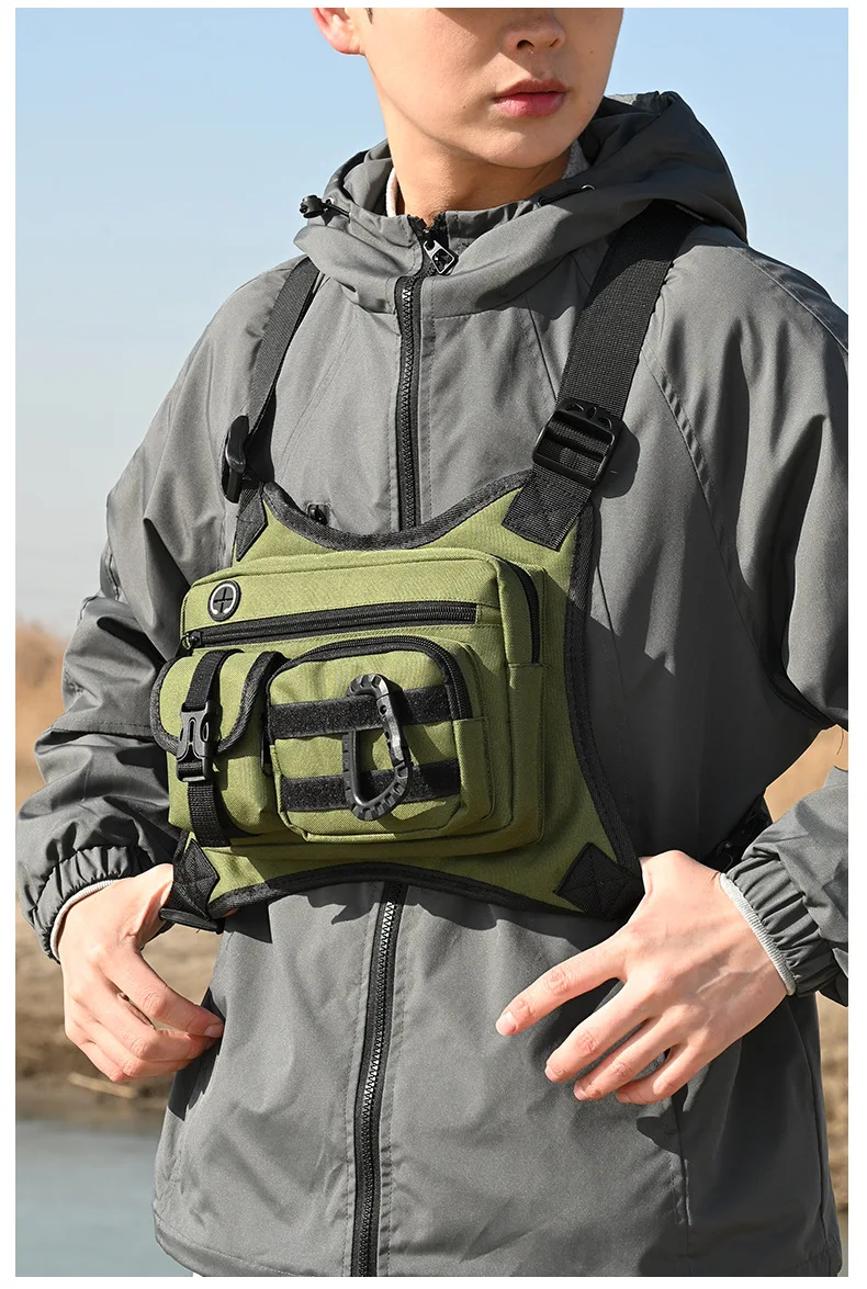 Outdoor Tactical Chest Bag for Men Utility EDC Travel Chest Pack for Running Hiking Chest Vest Holster