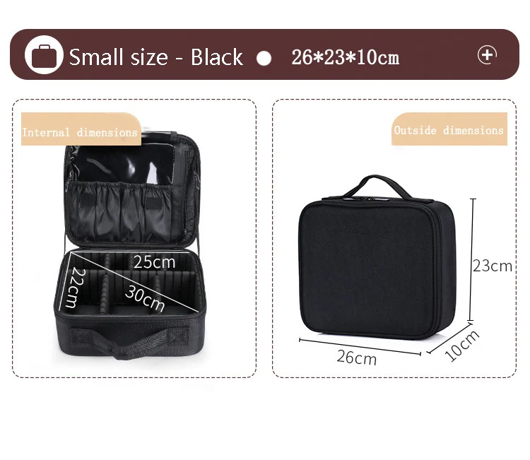 Large Capacity Makeup Case - 3 Sizes Cosmetic Organizer Brush Bag Barber Train Case for Makeup Artists Hair Cutter Sets