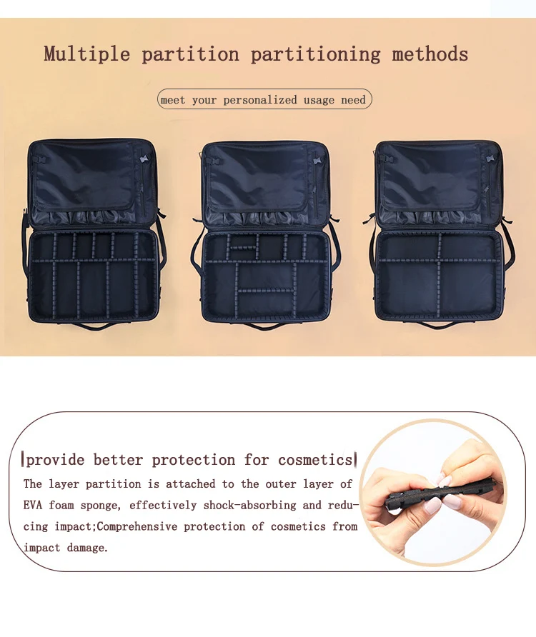 Large Capacity Makeup Case - 3 Sizes Cosmetic Organizer Brush Bag Barber Train Case for Makeup Artists Hair Cutter Sets