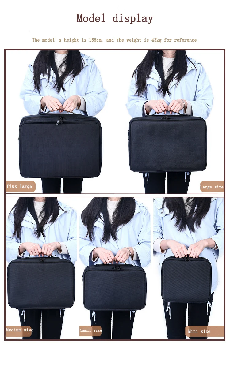 Large Capacity Makeup Case - 3 Sizes Cosmetic Organizer Brush Bag Barber Train Case for Makeup Artists Hair Cutter Sets