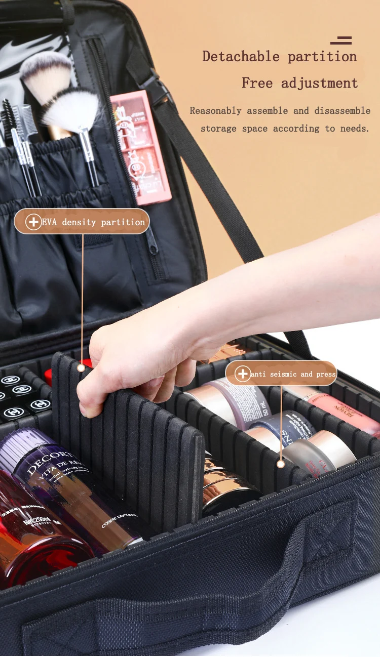 Large Capacity Makeup Case - 3 Sizes Cosmetic Organizer Brush Bag Barber Train Case for Makeup Artists Hair Cutter Sets