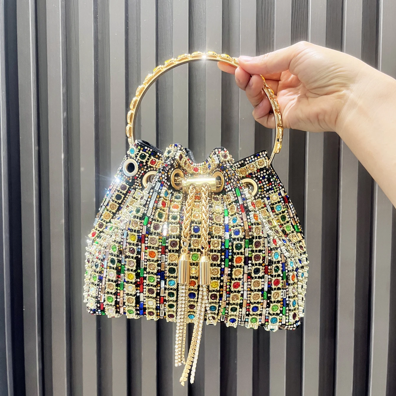 luxury Designer purses and handbags bags for women bucket clutch purse evening banquet bag Crystal rhinestone shoulder bag