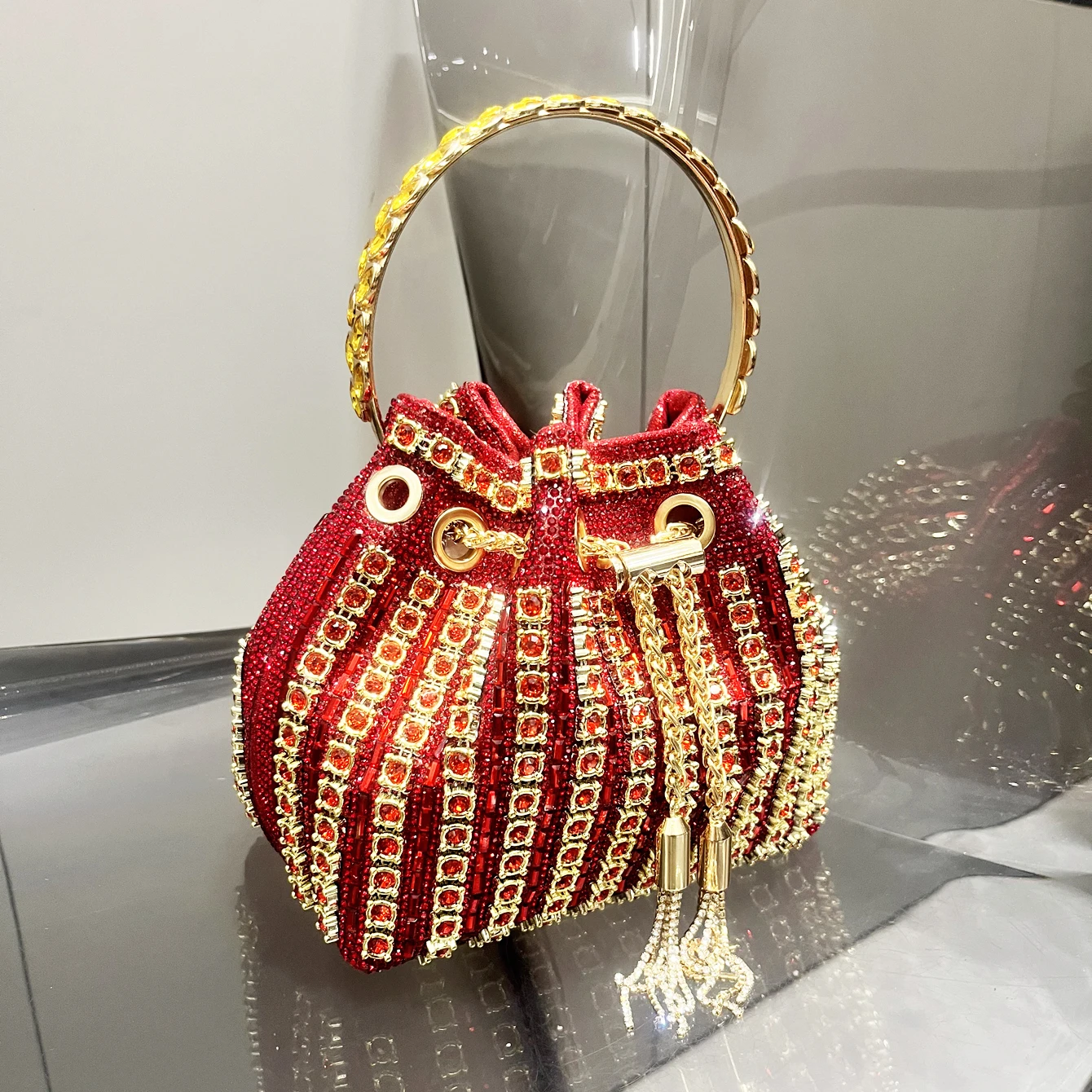 luxury Designer purses and handbags bags for women bucket clutch purse evening banquet bag Crystal rhinestone shoulder bag