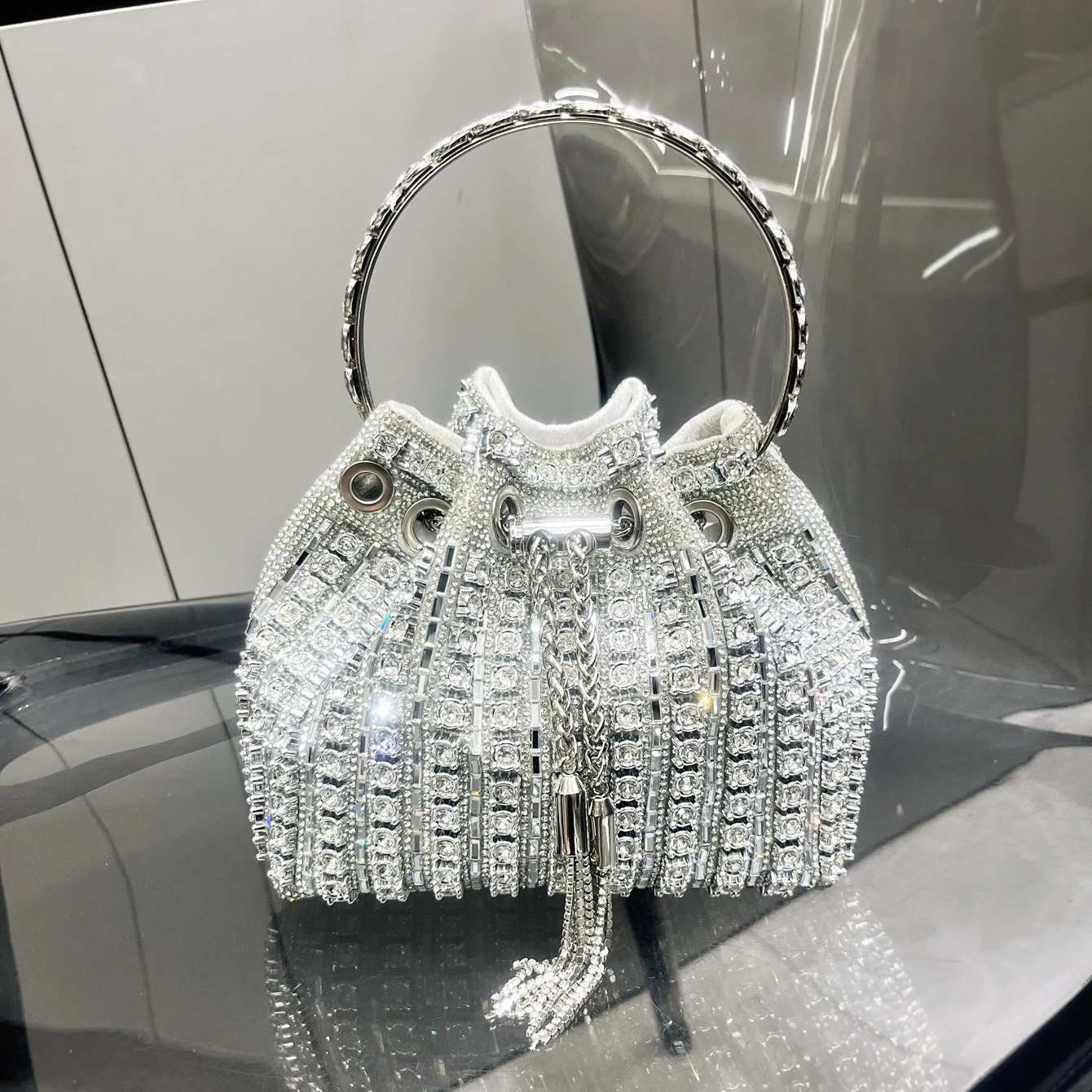 luxury Designer purses and handbags bags for women bucket clutch purse evening banquet bag Crystal rhinestone shoulder bag
