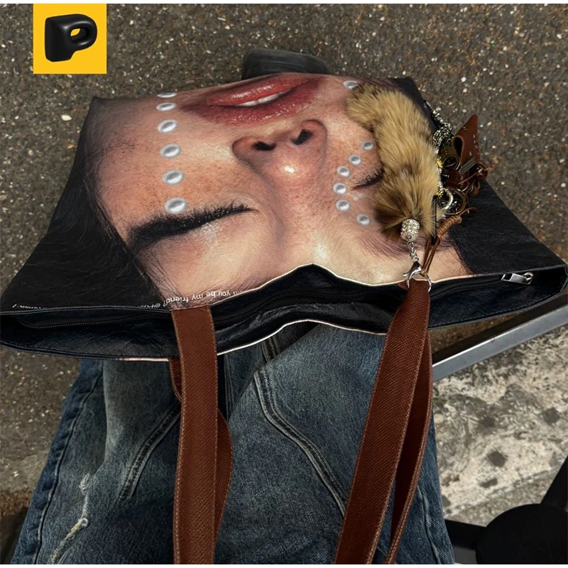 Fashion Designer Tote Bag New Large-capacity Shoulder Bag Creative Y2k Printed Versatile Casual Bag High-quality Simple Handbag