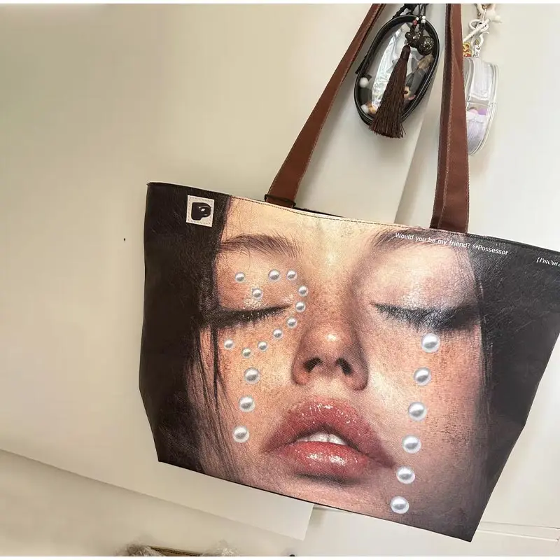 Fashion Designer Tote Bag New Large-capacity Shoulder Bag Creative Y2k Printed Versatile Casual Bag High-quality Simple Handbag